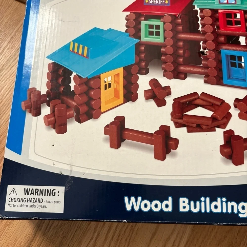 Wood Building Set - Multicolor Kid Connection Log House Lincoln Blocks